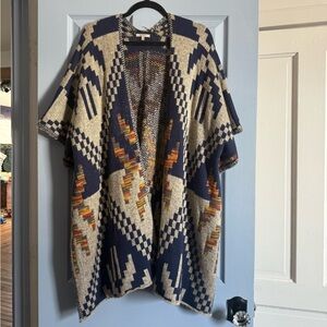 JODIFL Navy and Beige Geometric women’s Cardigan